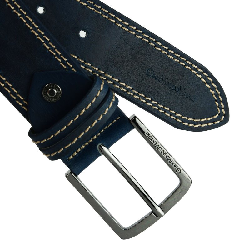 GIANMARCO VENTURI Men's Leather Belt 4 CM GMV-4009/40 — logo detail