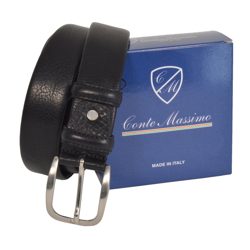 CONTE MASSIMO BELT WITH INTERNAL ZIP 635/35 BLACK — view 7