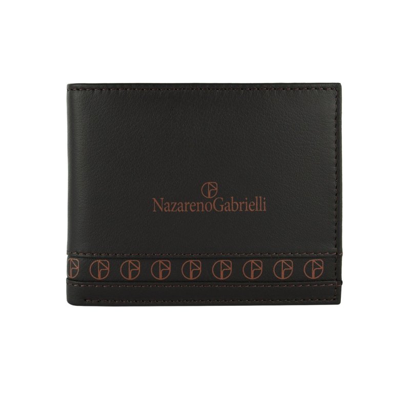 NAZARENOGABRIELLI MEN'S SLIM LEATHER WALLET NG-368-9 — logo detail