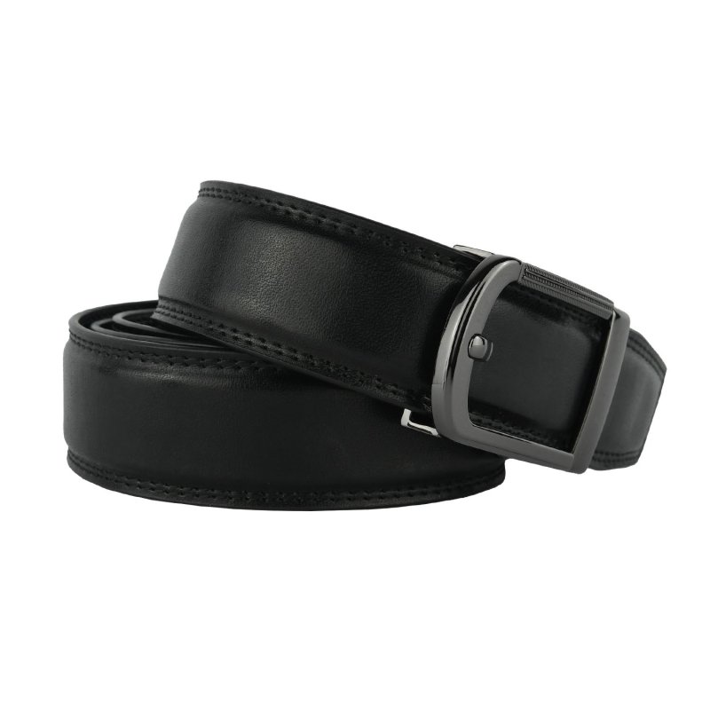 Conte Massimo Men's Genuine Leather Belt with Automatic Buckle — front view