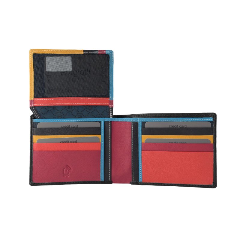 BIAGIOTTI HERREN-BRIEFTASCHE ECHTLEDER OHNE MÜNZFACH INNEN MULTICOLOR 764-06e49 — Rückansicht