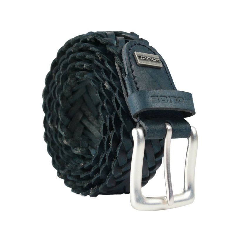 POLICE CINTURÓN HOMBRE 100% PIEL GENUINA TRENZADA 474/35 — vista frontal