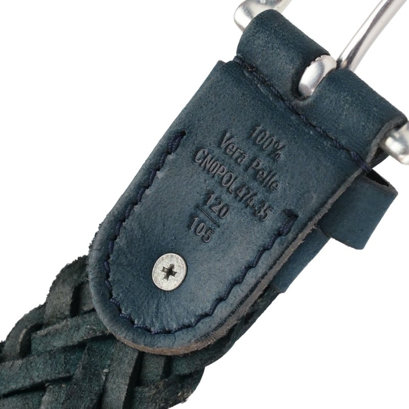 POLICE CEINTURE HOMME 100% CUIR VÉRITABLE TRESSÉE 474/35 — détail