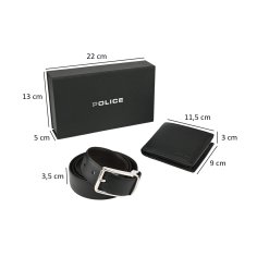 POLICE COFANETTO REGALO UOMO PORTAFOGLIO E CINTURA REVERSIBILE PTL121910683-STR100055-BUC00113 2