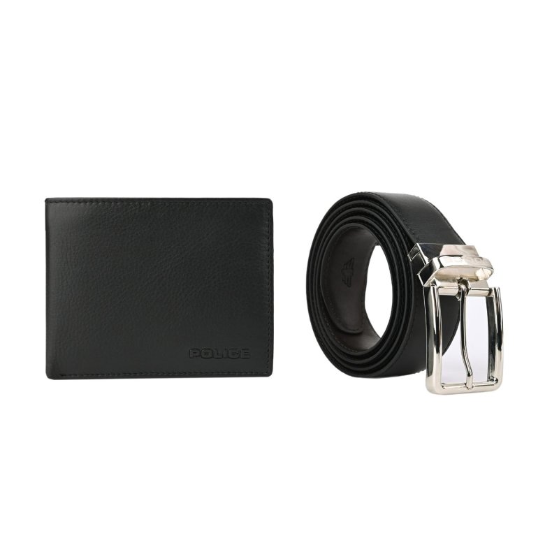 POLICE MEN'S GIFT SET WALLET AND REVERSIBLE BELT PTL121910683-STR100055-BUC00113