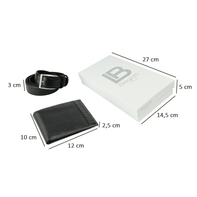 BIAGIOTTI UOMO GESCHENKSET HERREN GELDBÖRSE + LEDERGÜRTEL DESIGN14 — Rückansicht