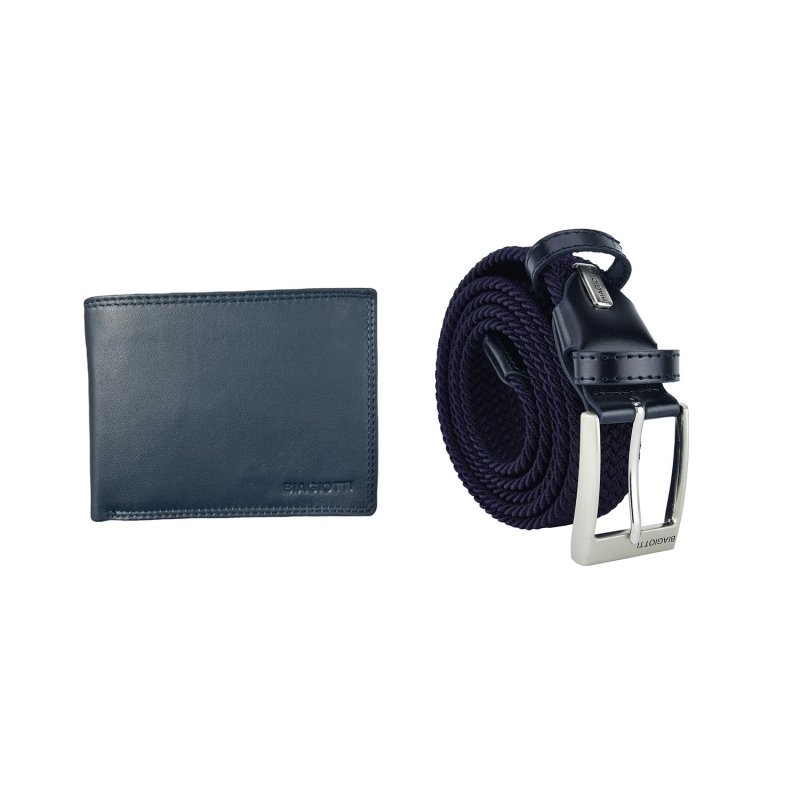 BIAGIOTTI UOMO COFANETTO REGALO PORTAFOGLIO + CINTURA ELASTICA 292 — vista frontale