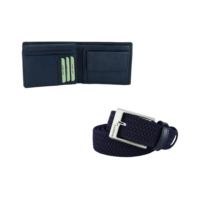 BIAGIOTTI UOMO ESTUCHE DE REGALO CARTERA + CINTURÓN ELÁSTICO 292 — vista trasera