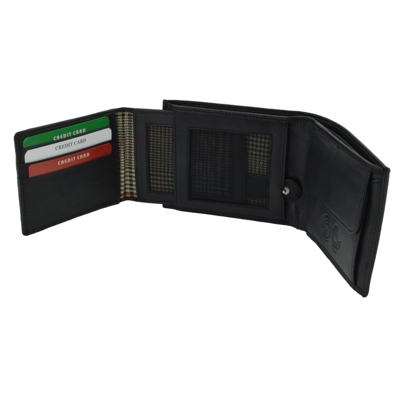 Men's Genuine Leather RFID Wallet with Button 7093 — inside