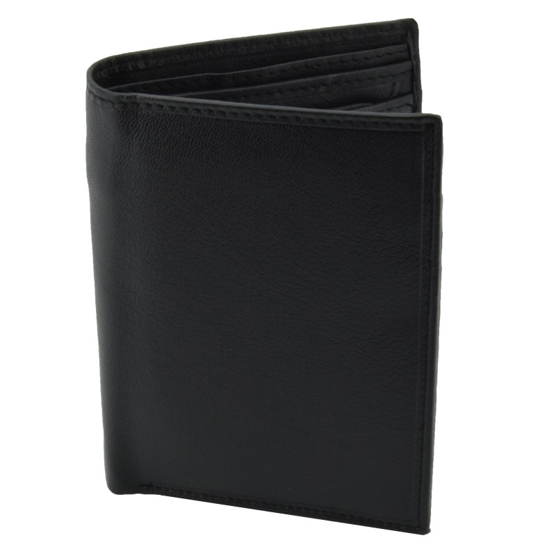 Men's Vertical Genuine Leather RFID Wallet 7086 — front view