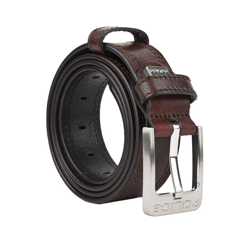 POLICE Men's 100% Genuine Leather Belt, 946 — logo detail