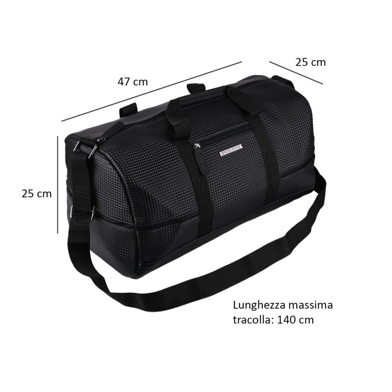 POLICE BLACK FAUX LEATHER UNISEX TRAVEL DUFFLE BAG PTP11383988 — inside
