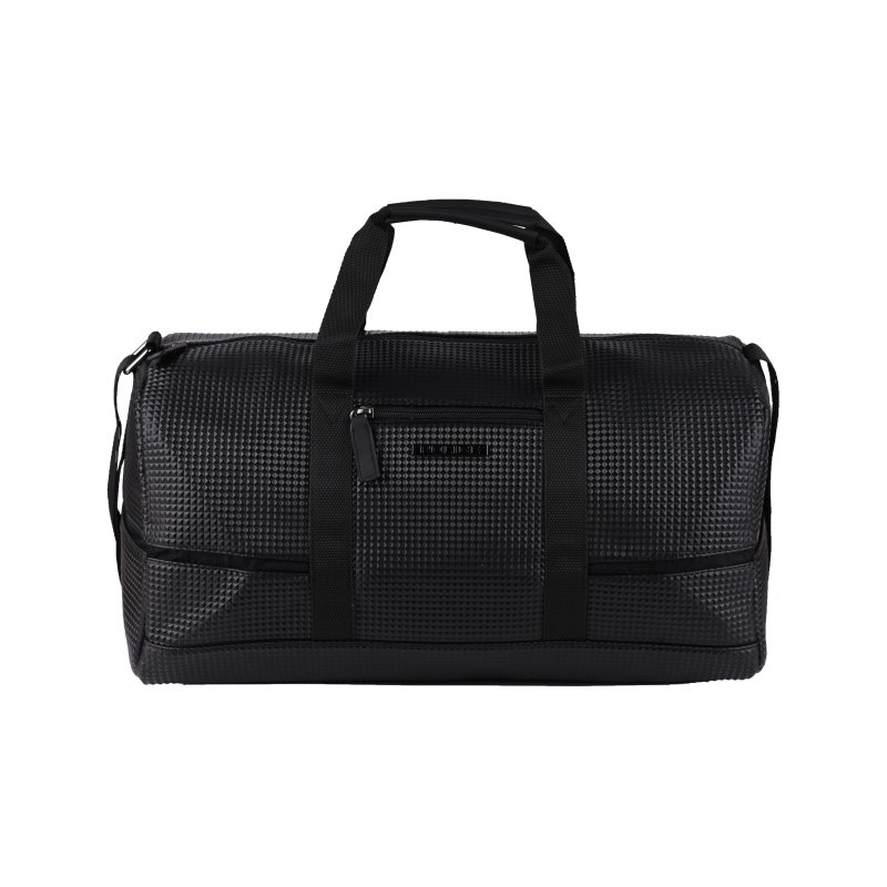 POLICE BLACK FAUX LEATHER UNISEX TRAVEL DUFFLE BAG PTP11383988 — logo detail