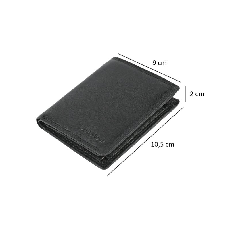 POLICE Men's Genuine Leather Vertical Wallet With Coin Pocket 142710780 — inside
