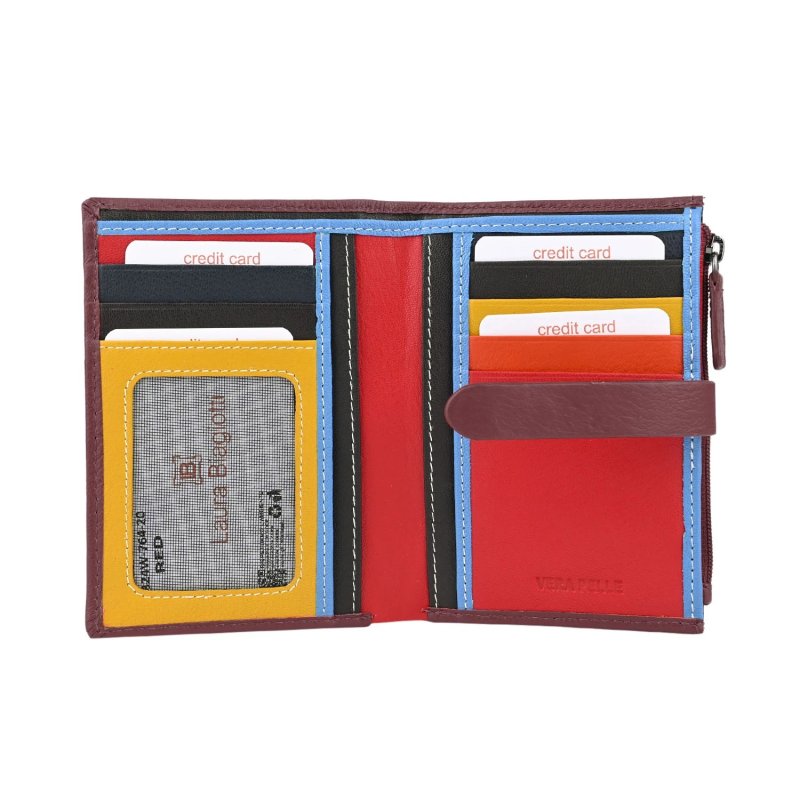 BIAGIOTTI TARJETERO UNISEX DE PIEL AUTÉNTICA INTERIOR MULTICOLOR 764-20