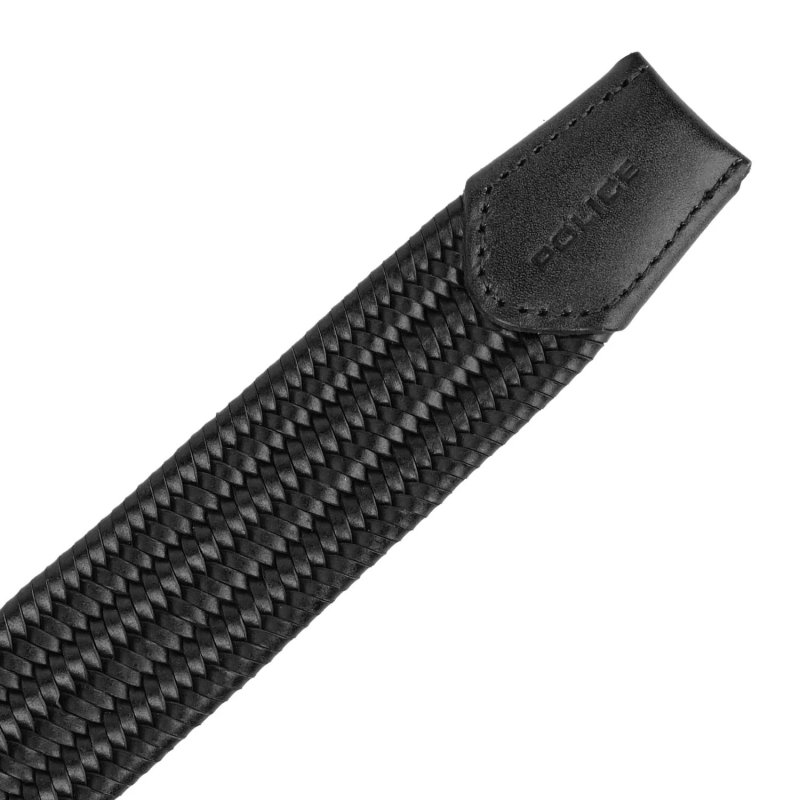Police Men's Belt Genuine Leather Woven Elastic 1007 — inside