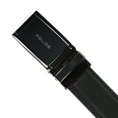 Police Men's Belt in Genuine Leather, Automatic Buckle,1005 — front view 2