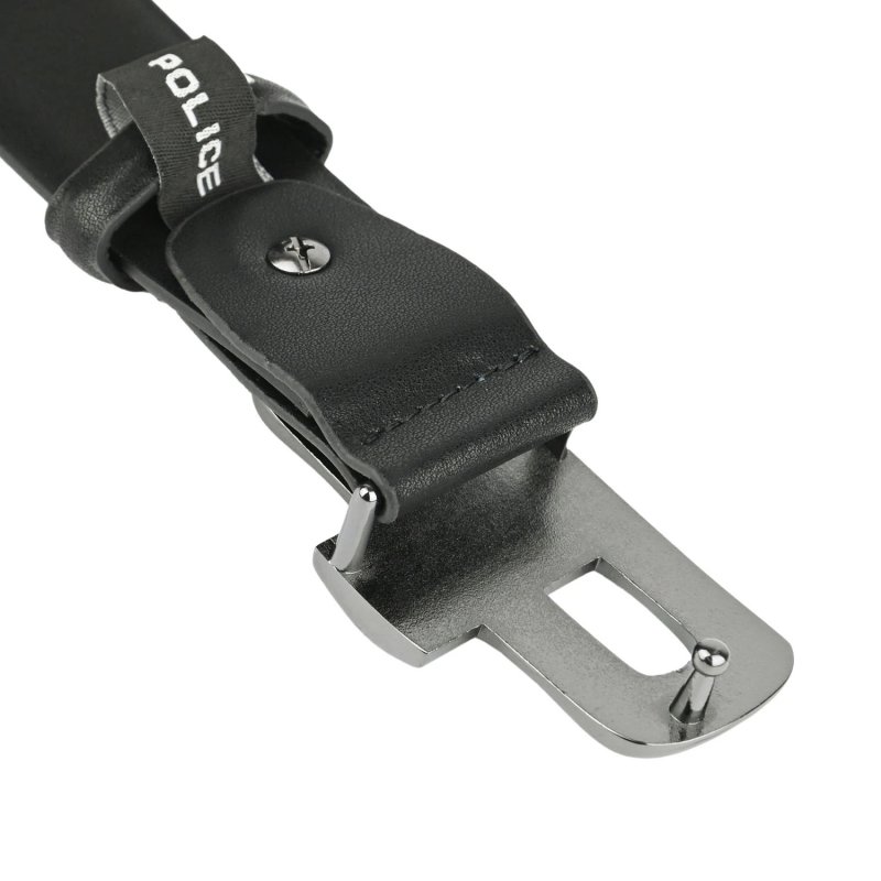CEINTURE HOMME POLICE CUIR VÉRITABLE BOUCLE À CROCHET 1011 — détail logo