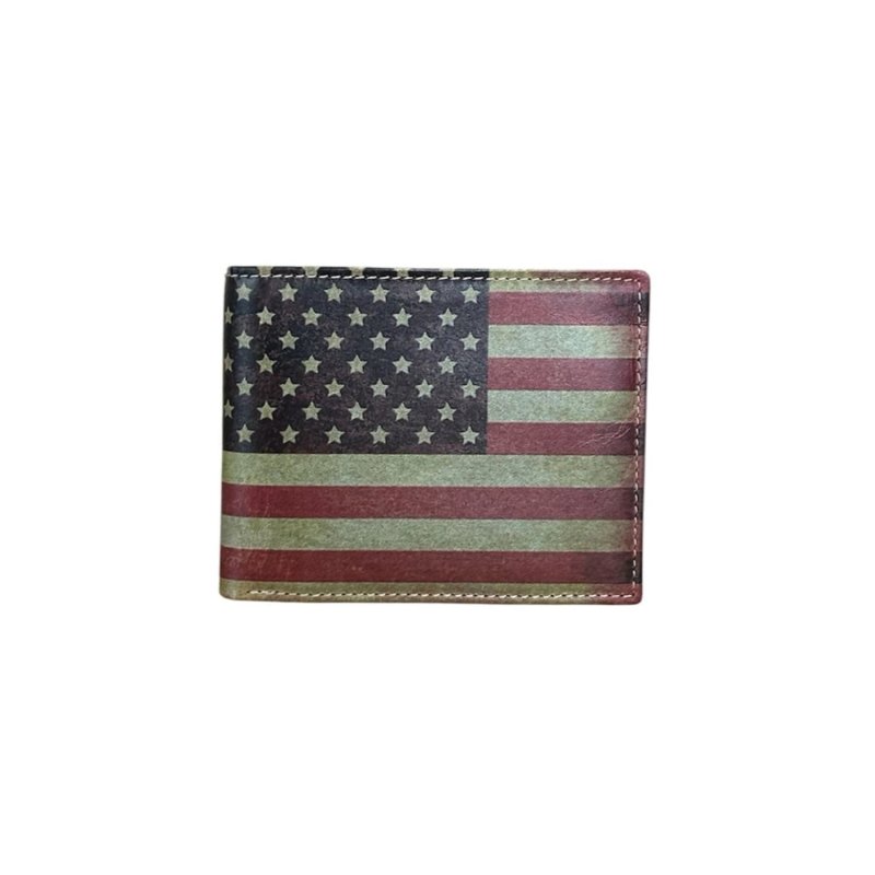 Men's Genuine Leather Wallet Cow Hunter 292 American Flag