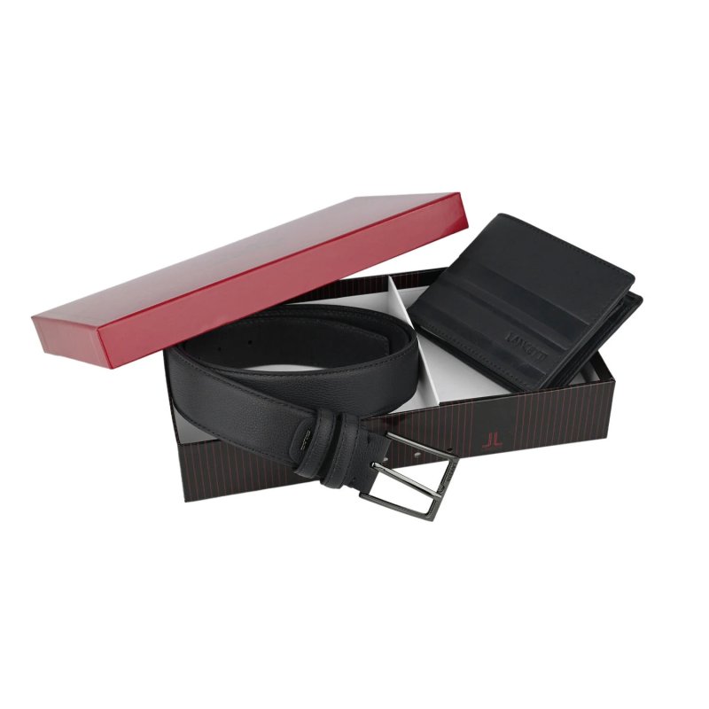 Lancetti Men's Gift Set: Genuine Leather Wallet + Belt with Genuine Leather Lining and PU Exterior 060 — view 7