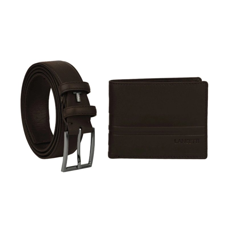 Lancetti Men's Gift Set: Genuine Leather Wallet + Belt with Genuine Leather Lining and PU Exterior 060 — view 13