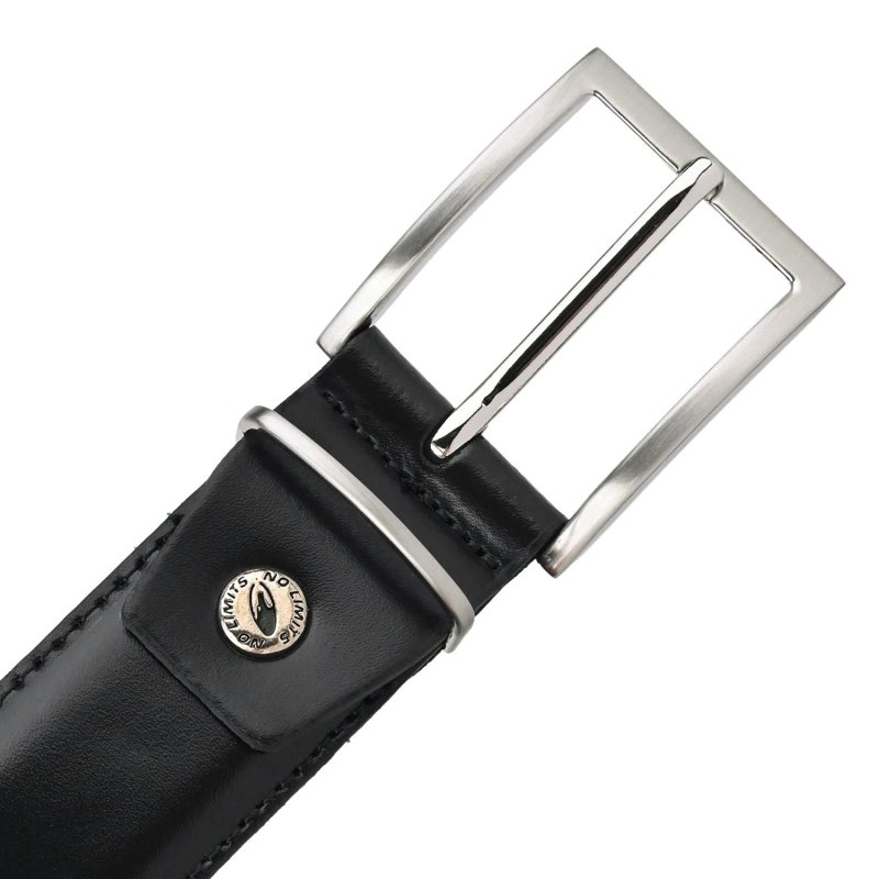 NO LIMITS Men's Leather Belt Made in Italy 3.5 cm — logo detail