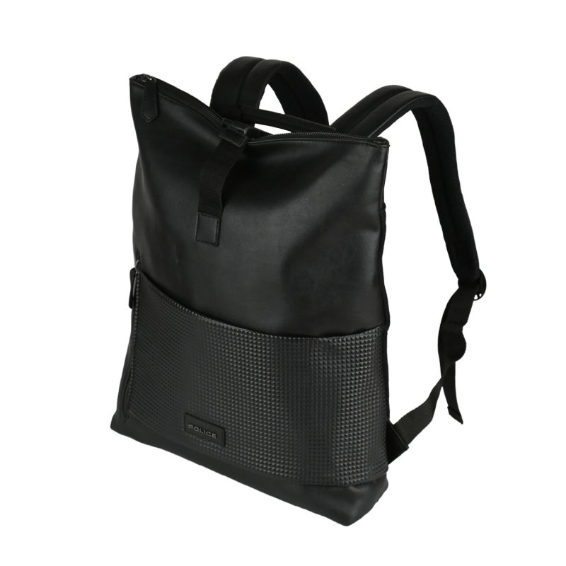 POLICE MEN'S FAUX LEATHER BACKPACK BLACK PTP10564947