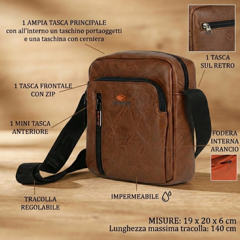 NO LIMITS SAC BANDOULIÈRE HOMME SIMILICUIR 03-02 — vue de face
