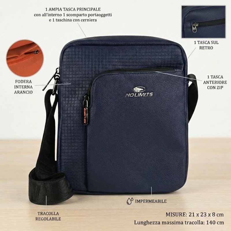 NO LIMITS SAC BANDOULIÈRE HOMME SIMILICUIR 04-01 — vue de face