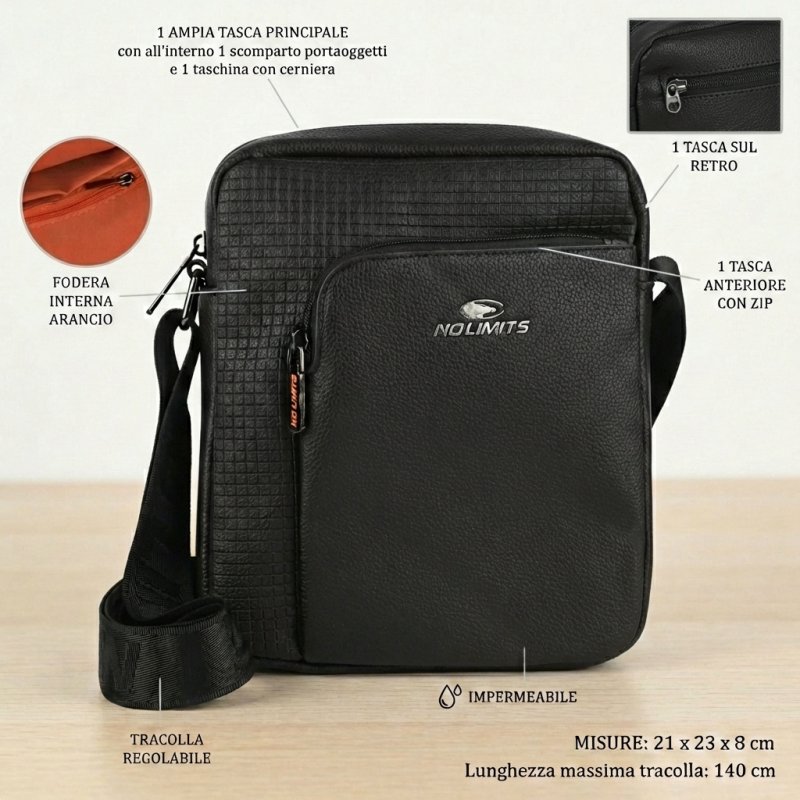 NO LIMITS BORSELLO UOMO SIMILPELLE 04-01 — dettaglio logo
