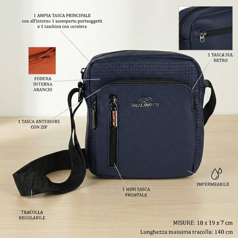 NO LIMITS SAC BANDOULIÈRE HOMME SIMILICUIR 04-02 — détail logo