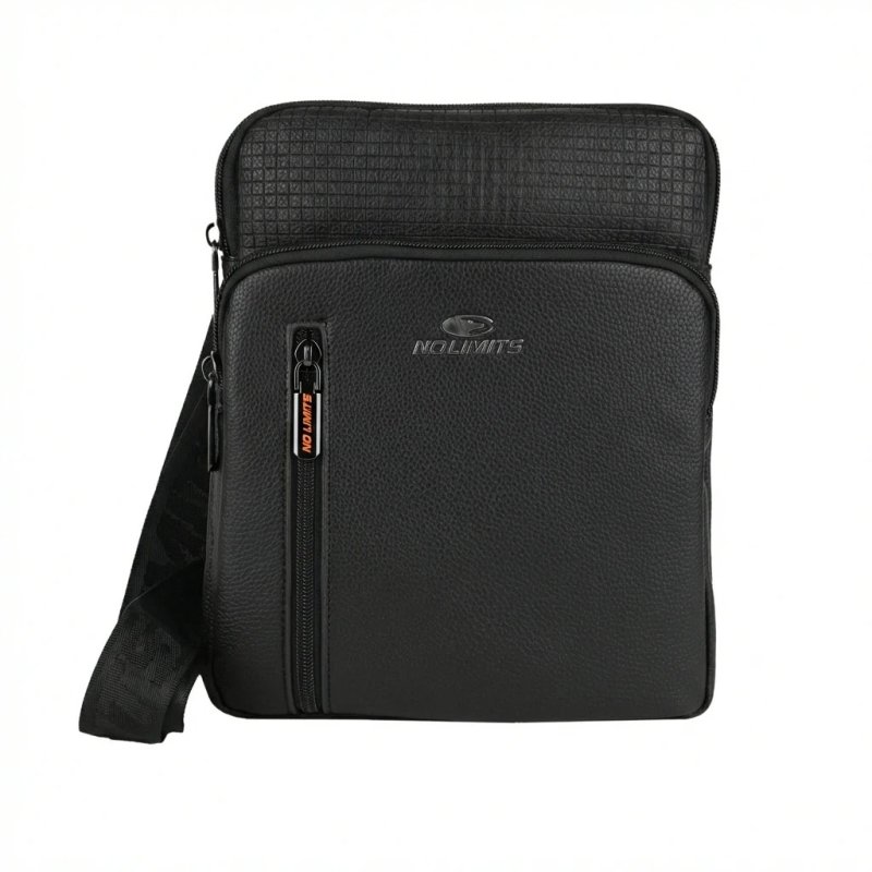 No Limits Men's Crossbody Bag, Faux Leather 04-03 — logo detail