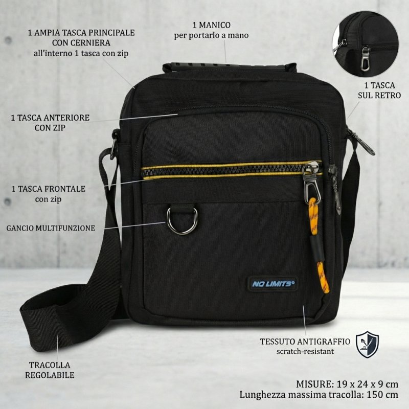 NO LIMITS Men's Crossbody Bag, Synthetic, 2027 — front view