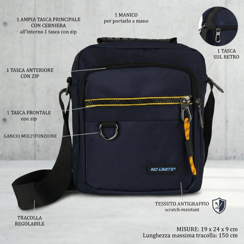 NO LIMITS Men's Crossbody Bag, Synthetic, 2027 — logo detail