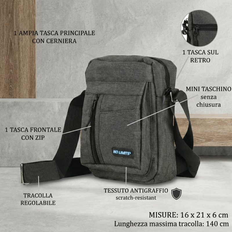 NO LIMITS Men's Crossbody Bag, Synthetic, 2028 — logo detail