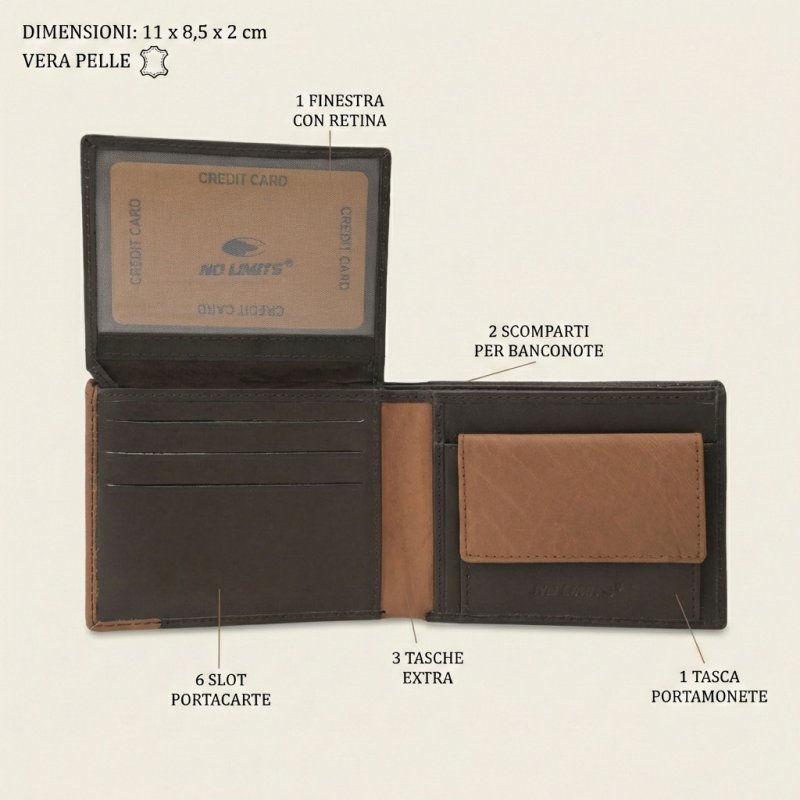 NO LIMITS MEN'S GENUINE LEATHER WALLET PLAIN-992 — view 7