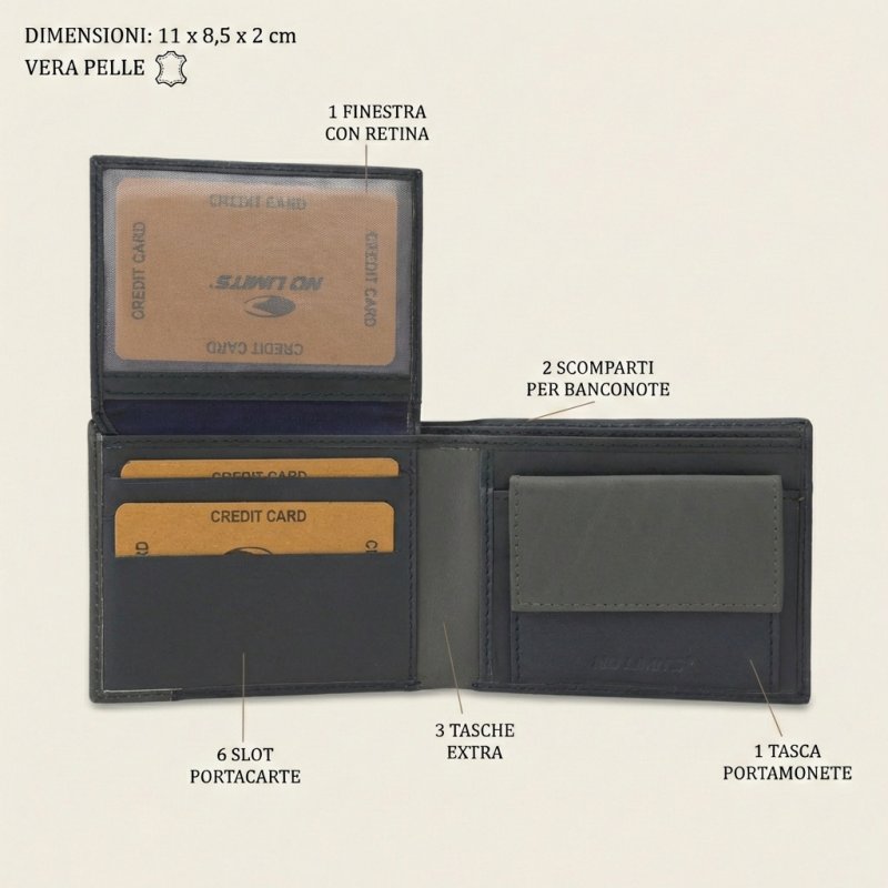 NO LIMITS MEN'S GENUINE LEATHER WALLET PLAIN-992 — view 15