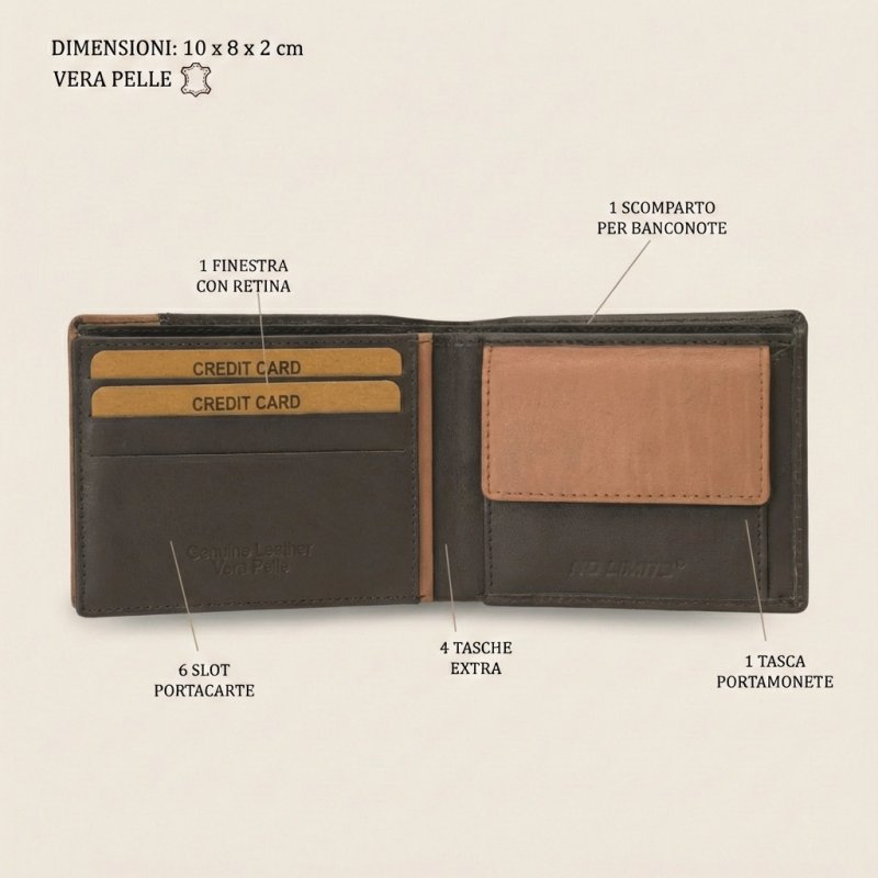 NO LIMITS MEN'S GENUINE LEATHER WALLET PLAIN-8141 — view 11
