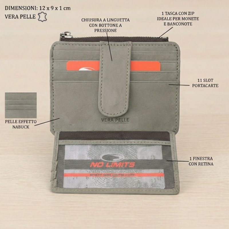 NO LIMITS CARTERA TARJETERO PIEL NOBUK NL-STYLE-2 — vista trasera