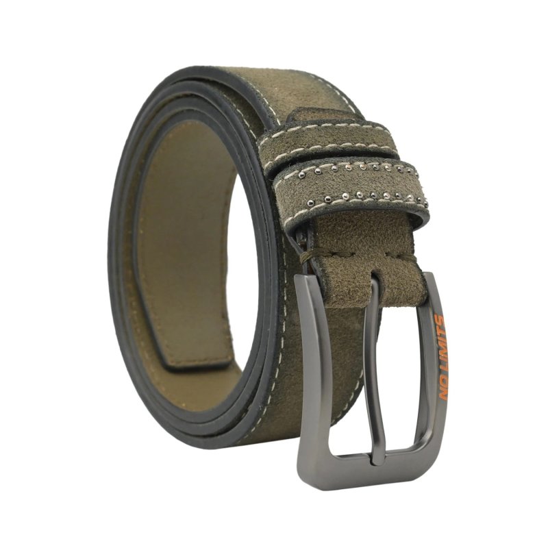 NO LIMITS CINTURA UOMO SCAMOSCIATA CON BORCHIE 3,5 CM NL-07 — dettaglio logo