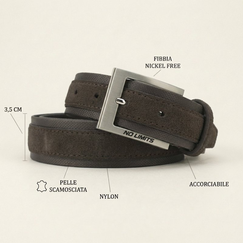 CINTURÓN HOMBRE NO LIMITS DE ANTE Y NYLON 3,5 CM NL-10 — detalle del logotipo