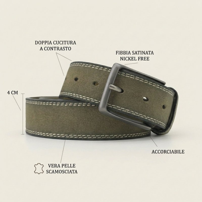 NO LIMITS CINTURA UOMO SCAMOSCIATA 4 CM NL-08 — vista frontale