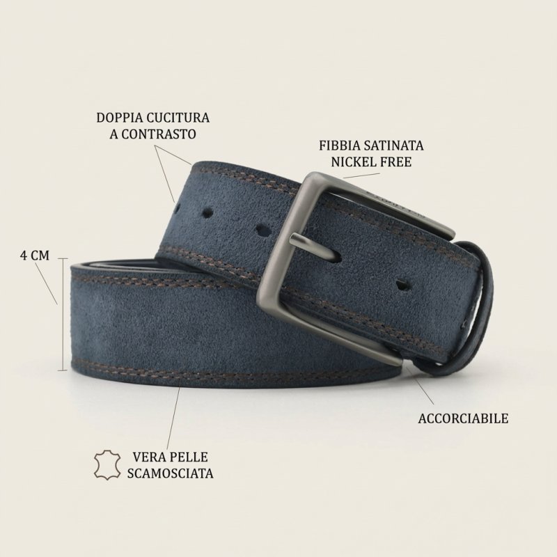 CEINTURE HOMME NO LIMITS EN CUIR DAIM 4 CM NL-08 — vue 7