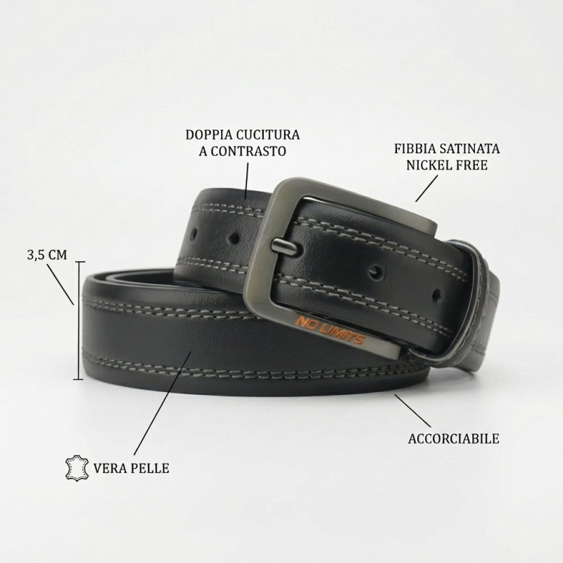 NO LIMITS CINTURA UOMO PELLE 3,5 CM NL-01 — vista 10