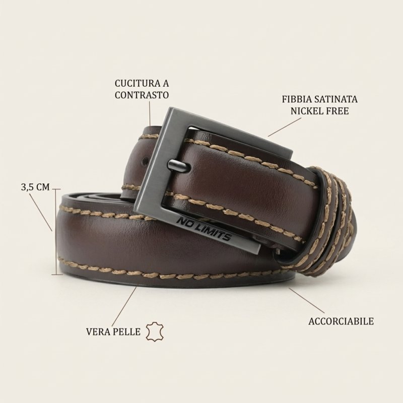 NO LIMITS HERRENGÜRTEL LEDER 3,5 CM NL-02 — Vorderansicht