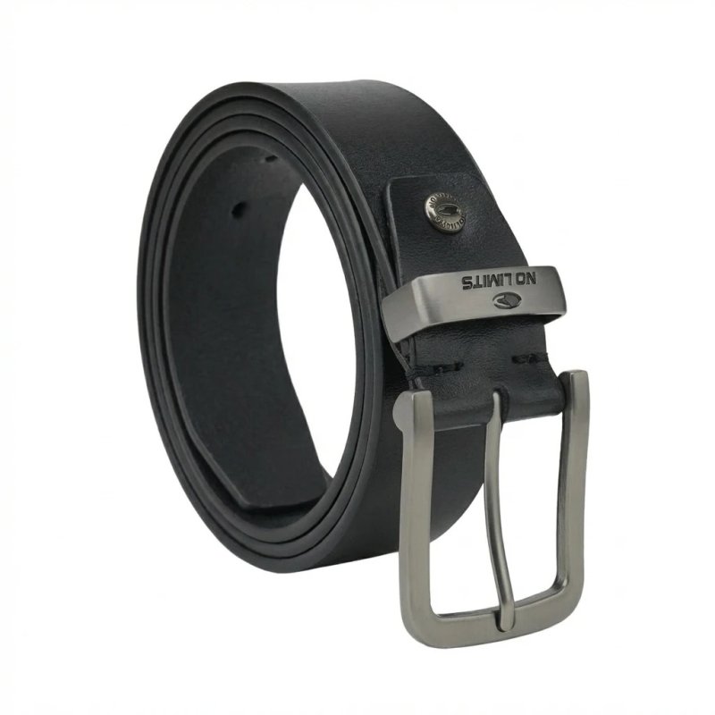 NO LIMITS MEN'S LEATHER BELT 4 CM NL-03 — logo detail