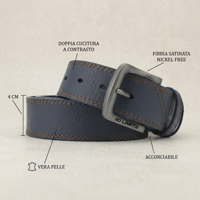 NO LIMITS HERRENGÜRTEL LEDER 4 CM NL-04 — Vorderansicht