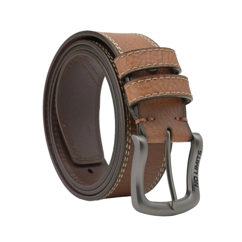 NO LIMITS MEN'S LEATHER BELT 4 CM NL-04 — logo detail