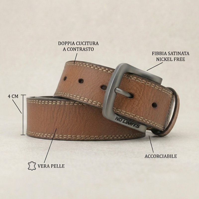 NO LIMITS HERRENGÜRTEL LEDER 4 CM NL-04 — Ansicht 7