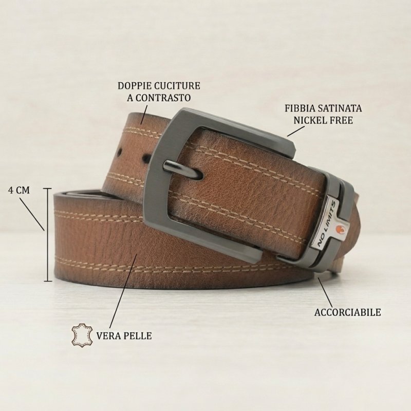NO LIMITS HERRENGÜRTEL LEDER 4 CM NL-06 — Logo-Detail
